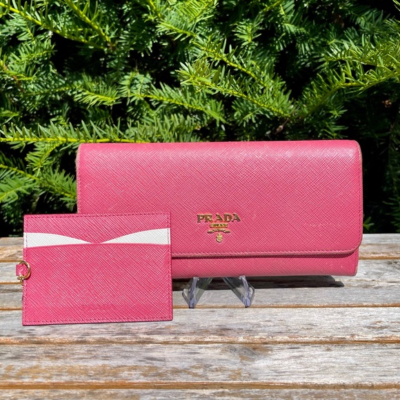 Prada Handbags - Prada Saffiano Leather Multicolor Long Wallet & Detachable ID Card Holder